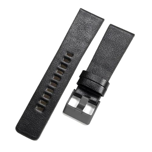 ApuaVireo&Co 22/24/26/28/30 mm Uhrenarmbänder aus schlichtem Rindsleder for Damen und Herren(Black-black,28mm) von ApuaVireo&Co