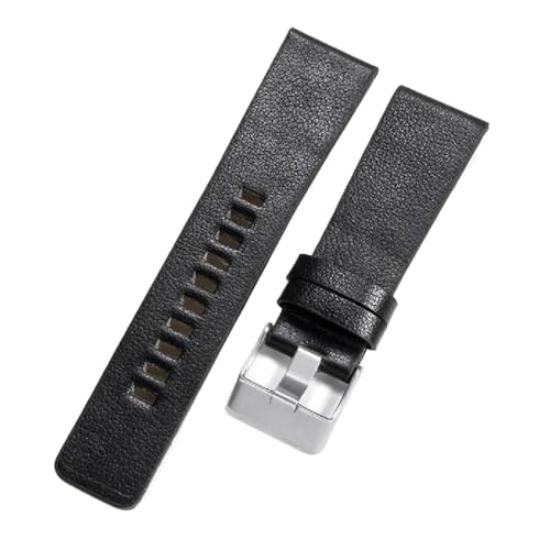 ApuaVireo&Co 22/24/26/28/30 mm Uhrenarmbänder aus schlichtem Rindsleder for Damen und Herren(Schwarzer Stahl,2.4 cm) von ApuaVireo&Co