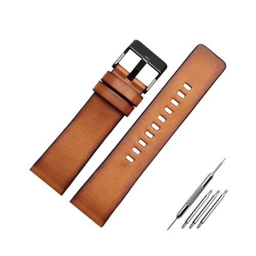 ApuaVireo&Co 22mm 24mm 26mm Leder Uhrenarmband Retro Braun Armband Herrenuhr Ersatzarmband Uhrenzubehör(001-Brown Black,24mm) von ApuaVireo&Co
