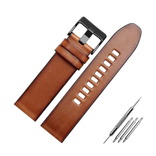 ApuaVireo&Co 22mm 24mm 26mm Leder Uhrenarmband Retro Braun Armband Herrenuhr Ersatzarmband Uhrenzubehör(1514-Brown-Black,24mm) von ApuaVireo&Co