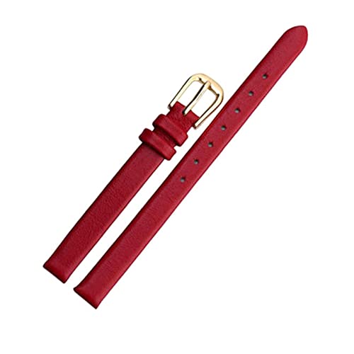 ApuaVireo&Co 6/8/10/12/13/14/15/16/17 mm Damen Dünnes Flachkorn-Echtlederarmband Ersatzuhrenzubehör(Red,14mm) von ApuaVireo&Co