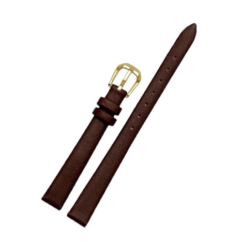 ApuaVireo&Co Damen-Lederarmband, kleines Uhrenarmband, 6 mm – 16 mm, Uhren-Ersatzzubehör(A Brown Golden,12mm) von ApuaVireo&Co