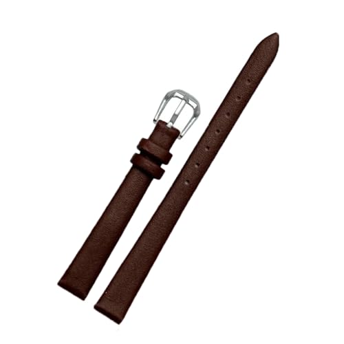 ApuaVireo&Co Damen-Lederarmband, kleines Uhrenarmband, 6 mm – 16 mm, Uhren-Ersatzzubehör(A Brown Silver,16mm) von ApuaVireo&Co