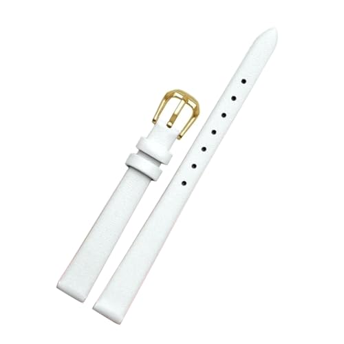 ApuaVireo&Co Damen-Lederarmband, kleines Uhrenarmband, 6 mm – 16 mm, Uhren-Ersatzzubehör(A White Golden,10mm) von ApuaVireo&Co
