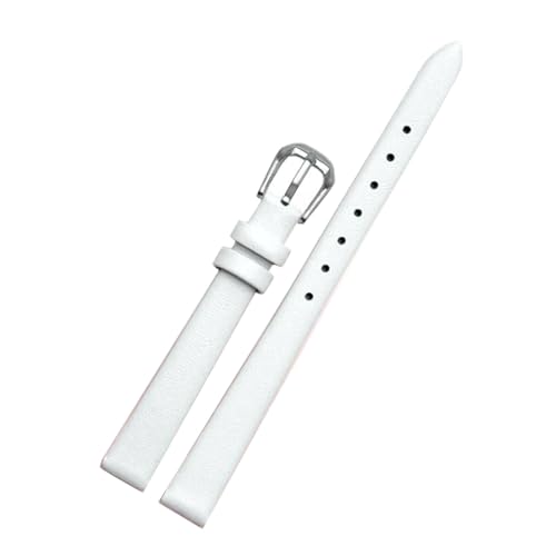 ApuaVireo&Co Damen-Lederarmband, kleines Uhrenarmband, 6 mm – 16 mm, Uhren-Ersatzzubehör(A White Silver,14mm) von ApuaVireo&Co