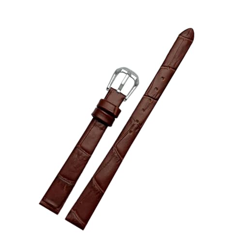 ApuaVireo&Co Damen-Lederarmband, kleines Uhrenarmband, 6 mm – 16 mm, Uhren-Ersatzzubehör(B Brown Silver,14mm) von ApuaVireo&Co