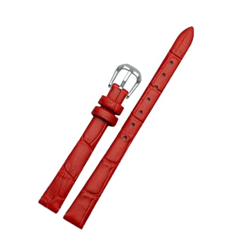 ApuaVireo&Co Damen-Lederarmband, kleines Uhrenarmband, 6 mm – 16 mm, Uhren-Ersatzzubehör(B Red Silver,16mm) von ApuaVireo&Co