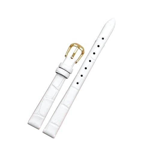 ApuaVireo&Co Damen-Lederarmband, kleines Uhrenarmband, 6 mm – 16 mm, Uhren-Ersatzzubehör(B White Golden,10mm) von ApuaVireo&Co