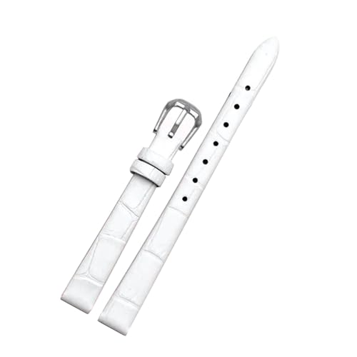 ApuaVireo&Co Damen-Lederarmband, kleines Uhrenarmband, 6 mm – 16 mm, Uhren-Ersatzzubehör(B White Silver,16mm) von ApuaVireo&Co