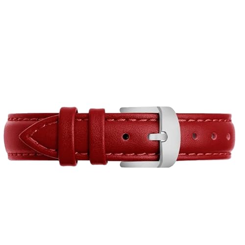 ApuaVireo&Co Damen-Uhrenarmband aus Leder mit Schnellverschluss und Dornschließe, 12, 14 mm, 15 mm, 16 mm, 18 mm(Red silver buckle.,15mm) von ApuaVireo&Co