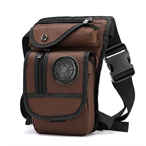 ApuaVireo&Co Drop Leg Bag Herren Nylon Cross Body Fanny Motorradfahrer Hüftgurt Beintaschen Reise Oberschenkeltasche Hüfttasche(Deep Coffee) von ApuaVireo&Co