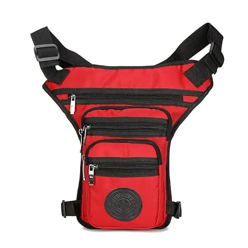 ApuaVireo&Co Drop Leg Bag Männliche Hüft-Oberschenkel-Gürteltasche Motorradfahrer Multi-Pocket-Umhängetaschen Männer Nylon Taillen-Beintasche(Red) von ApuaVireo&Co