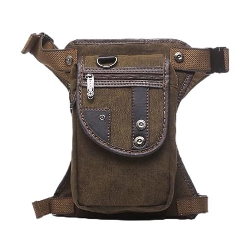 ApuaVireo&Co Drop Leg Bag Motorradfahrer Nylon/Canvas Hüfttasche Bum Oberschenkeltasche for Männer/Messenger Crossbody Fanny Pack Hüftgurt(Coffee) von ApuaVireo&Co