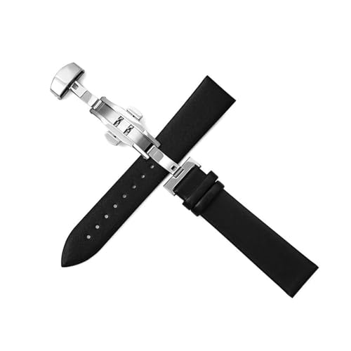 ApuaVireo&Co Dünne Uhrenarmbänder aus Leder, 10–22 mm, Ersatzbänder for Herren und Damen, Uhrenzubehör(Black,22mm) von ApuaVireo&Co