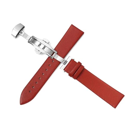 ApuaVireo&Co Dünne Uhrenarmbänder aus Leder, 10–22 mm, Ersatzbänder for Herren und Damen, Uhrenzubehör(Red,17mm) von ApuaVireo&Co