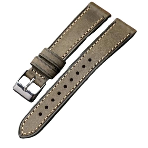 ApuaVireo&Co Handgefertigtes Uhrenarmband aus Rindsleder, 18/19/20/21/22 mm, Herren-Uhrenarmband(Gray,21 mm) von ApuaVireo&Co