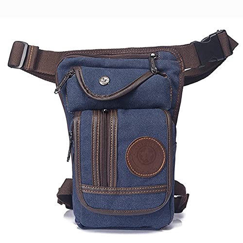 ApuaVireo&Co Herren Canvas Drop Leg Bag Motorrad Mehrzweck-Messenger-Schultertaschen Gürtel Hüfttasche(Blue) von ApuaVireo&Co