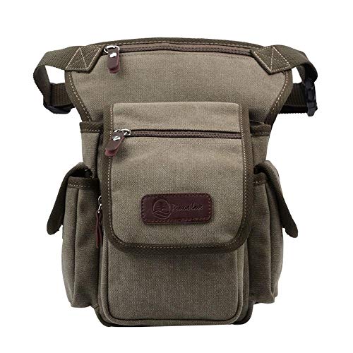 ApuaVireo&Co Herren Canvas Taille Drop Beintasche Messenger Schulter Gürteltasche Cross Body Oberschenkel Hüftgürtel for Reisen Motorradfahren(Green) von ApuaVireo&Co