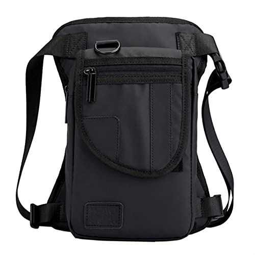 ApuaVireo&Co Herren Oxford/Nylon/Canvas Drop Leg Bag Fanny Hüfttasche Oberschenkel Hüftgürtel Lässige Umhängetasche Motorradfahren Reise(Black) von ApuaVireo&Co