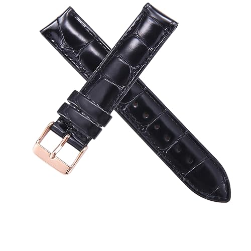 ApuaVireo&Co Herren- und Damen-Lederarmband 13 mm 14 mm 16 mm 17 mm 18 mm 19 mm 20 mm(Black-crocodile rose,22mm) von ApuaVireo&Co