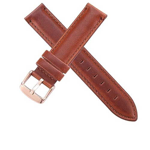 ApuaVireo&Co Herren- und Damen-Lederarmband 13 mm 14 mm 16 mm 17 mm 18 mm 19 mm 20 mm(Brown -rose buckle,13mm) von ApuaVireo&Co