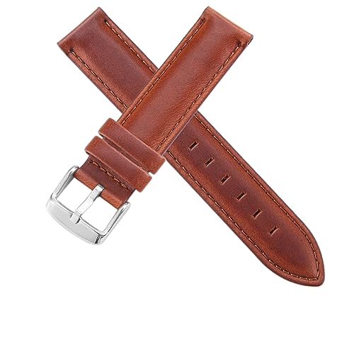 ApuaVireo&Co Herren- und Damen-Lederarmband 13 mm 14 mm 16 mm 17 mm 18 mm 19 mm 20 mm(Brown-silvery buckle,13mm) von ApuaVireo&Co