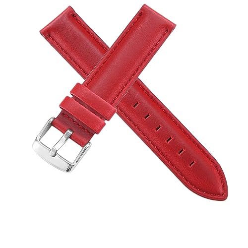 ApuaVireo&Co Herren- und Damen-Lederarmband 13 mm 14 mm 16 mm 17 mm 18 mm 19 mm 20 mm(Red-silvery buckle,12mm) von ApuaVireo&Co