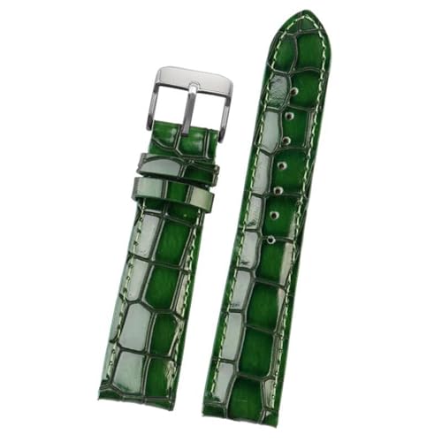 ApuaVireo&Co Leder-Uhrenarmbänder for Herren, 18–22 mm, Leder-Boxband(Green-silver,20mm) von ApuaVireo&Co