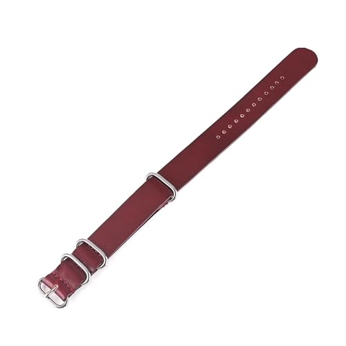 ApuaVireo&Co Leder-Uhrenarmband, 18 mm, 20 mm, 22 mm, 24 mm, Nato-Uhrenarmband for Herren, Uhrenzubehör(Red silver buckle.,16mm) von ApuaVireo&Co