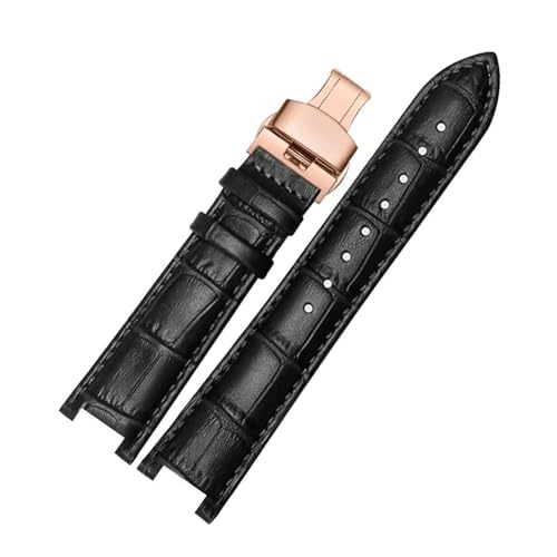 ApuaVireo&Co Leder Uhrenarmband Herren Damen Notch Uhrenarmband 16mm - 22mm Uhrenersatzarmband(Black Rg,20mm 11mm) von ApuaVireo&Co