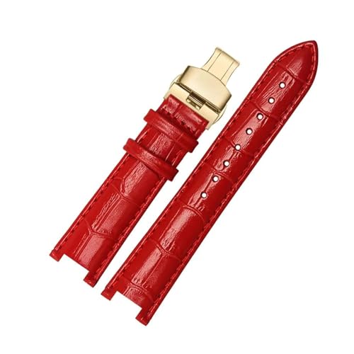 ApuaVireo&Co Leder Uhrenarmband Herren Damen Notch Uhrenarmband 16mm - 22mm Uhrenersatzarmband(Red G,16mm 8mm) von ApuaVireo&Co