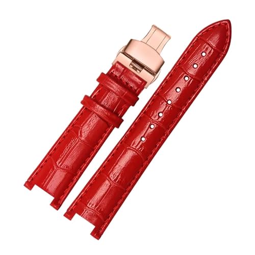 ApuaVireo&Co Leder Uhrenarmband Herren Damen Notch Uhrenarmband 16mm - 22mm Uhrenersatzarmband(Red Rg,20mm 12mm) von ApuaVireo&Co