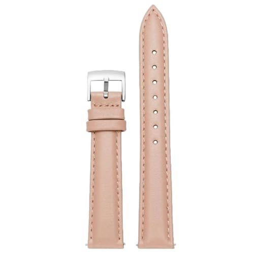 ApuaVireo&Co Lederarmband 12 mm/14 mm/15 mm/16 mm/18 mm/20 mm, schmales Damen-Uhrenarmband aus Leder mit Stahlschnalle(Light pink,16 mm) von ApuaVireo&Co