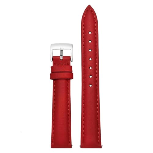 ApuaVireo&Co Lederarmband 12 mm/14 mm/15 mm/16 mm/18 mm/20 mm, schmales Damen-Uhrenarmband aus Leder mit Stahlschnalle(Red,20mm) von ApuaVireo&Co
