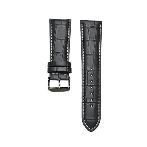ApuaVireo&Co Lederarmband for Uhren, 18–28 mm, Dornschließe, Herren-Lederarmband, allgemeines Uhrenarmband(Black/white,19mm) von ApuaVireo&Co