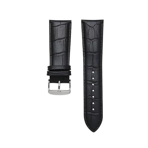 ApuaVireo&Co Lederarmband for Uhren, 18–28 mm, Dornschließe, Herren-Lederarmband, allgemeines Uhrenarmband(Black Silver Buckle,18mm) von ApuaVireo&Co