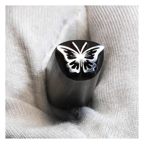 ApuaVireo&Co Metalldesign-Stempel, galvanisierter Kohlenstoffstahl, Stahlmetall-Stempel-Set mit Buchstaben, Zahlen und Designs 3–9 mm for die Schmuckherstellung(Butterfly,7mm) von ApuaVireo&Co
