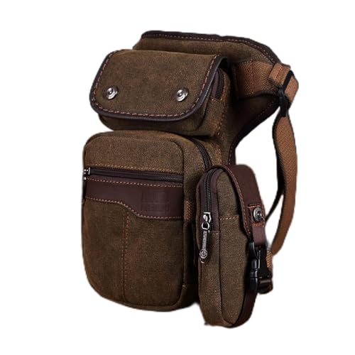 ApuaVireo&Co Motorradfahrer Männer Drop Beintasche Reise Schulter Oberschenkel Tasche Canvas/Nylon Hüfte Bum Gürtel Taille Fanny Pack Drop(Coffee) von ApuaVireo&Co