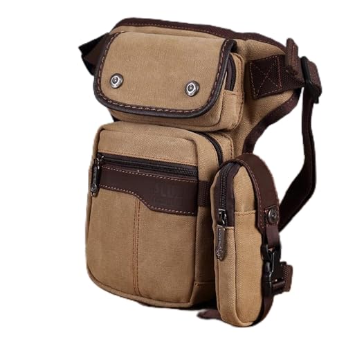 ApuaVireo&Co Motorradfahrer Männer Drop Beintasche Reise Schulter Oberschenkel Tasche Canvas/Nylon Hüfte Bum Gürtel Taille Fanny Pack Drop(Khaki) von ApuaVireo&Co