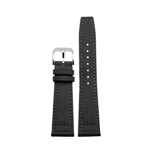 ApuaVireo&Co Nylon + Leder Armband 20mm 21mm 22mm Canvas Uhr Armband Herrenuhr Zubehör(Black Pin Silver,22mm) von ApuaVireo&Co