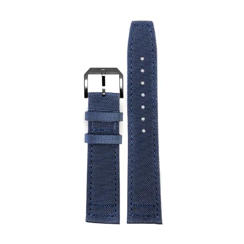 ApuaVireo&Co Nylon + Leder Armband 20mm 21mm 22mm Canvas Uhr Armband Herrenuhr Zubehör(Blue Pin Black,21mm) von ApuaVireo&Co
