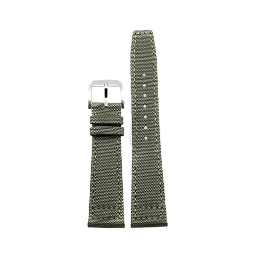 ApuaVireo&Co Nylon + Leder Armband 20mm 21mm 22mm Canvas Uhr Armband Herrenuhr Zubehör(Green Pin Silver,22mm) von ApuaVireo&Co