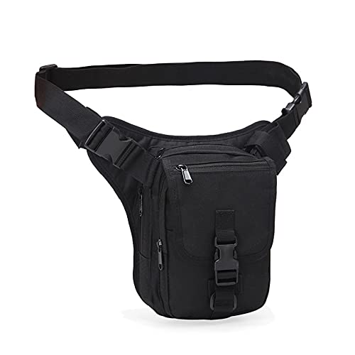 ApuaVireo&Co Nylon Männer Hip Bum Gürteltasche Motorradfahrer Beutel Lässig Männlich Assault Fanny Hüfttasche Taschen Drop Beintasche(Black) von ApuaVireo&Co