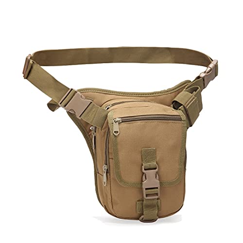 ApuaVireo&Co Nylon Männer Hip Bum Gürteltasche Motorradfahrer Beutel Lässig Männlich Assault Fanny Hüfttasche Taschen Drop Beintasche(Brown) von ApuaVireo&Co