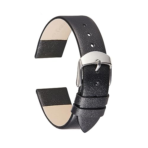 ApuaVireo&Co Schnellverschluss-Ersatzarmband for Damen und Herren, Vintage-Uhrenarmbänder aus Leder mit rostfreier Schnalle(Black,16 mm) von ApuaVireo&Co