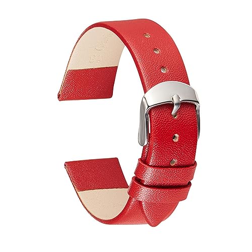 ApuaVireo&Co Schnellverschluss-Ersatzarmband for Damen und Herren, Vintage-Uhrenarmbänder aus Leder mit rostfreier Schnalle(Red,18 mm) von ApuaVireo&Co