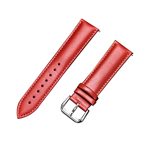 ApuaVireo&Co Uhrenarmbänder, 14/16/18/20/22 mm, buntes, atmungsaktives Echtlederarmband for Damen und Herren, poliertes Uhrenarmband mit Dornschließe for Quarzuhren(Red,18mm) von ApuaVireo&Co