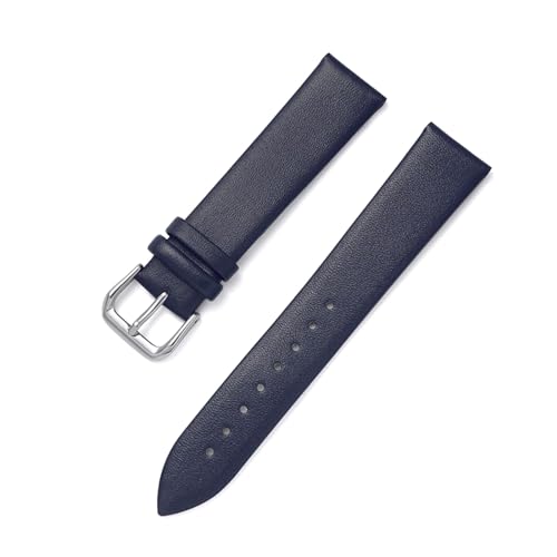 ApuaVireo&Co Uhrenarmband 8 mm – 22 mm, weiches, dünnes Lederarmband for Herren und Damen(Navy blue,17mm) von ApuaVireo&Co