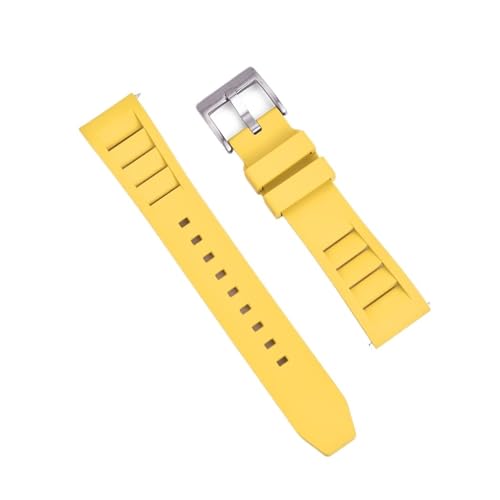 ApuaVireo&Co Uhrenarmband aus Fluorkautschuk, Taucherarmband mit Schnellverschluss(Yellow,22mm) von ApuaVireo&Co