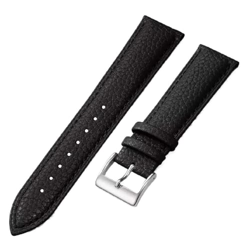ApuaVireo&Co Uhrenarmband aus Leder, 16 mm, 18 mm, 20 mm, 22 mm, 24 mm, Uhrenarmband for Damen und Herren(Black/silver,24mm) von ApuaVireo&Co